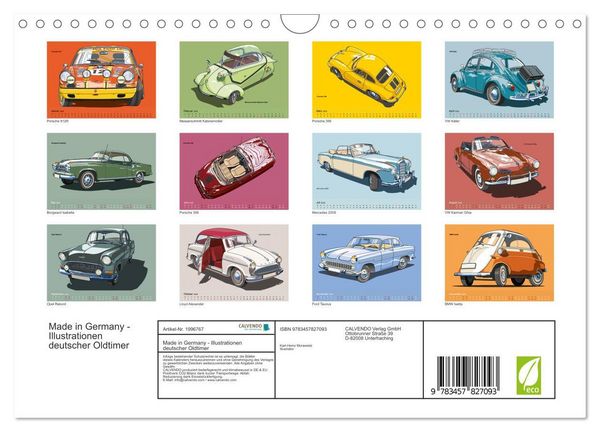 Produktbild: Made in Germany - Illustrationen deutscher Oldtimer (Wandkalender 2026 DIN A4 quer), CALVENDO Monatskalender