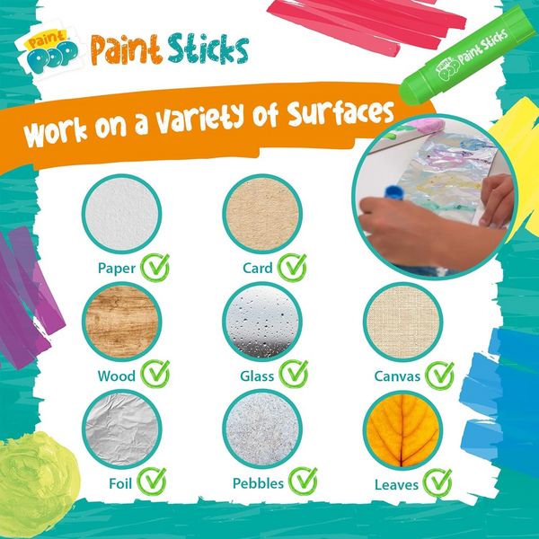 Produktbild: Paint Pop 362202 - Paint Pop: Paint Sticks 24-Pack, klassische Farben, Malstifte, Malset