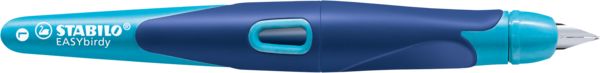Produktbild: STABILO Ergonomischer Schulf&uuml;ller f&uuml;r Linksh&auml;nder mit Anf&auml;nger-Feder A -   EASYbirdy in mitternachtsblau/azur - Einzelstift - inklusive Patrone
