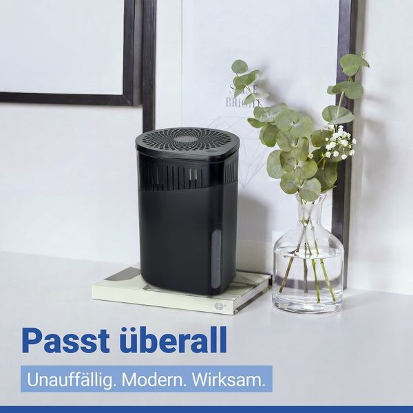Produktbild: Raumentfeuchter Mod. Drop Schwarz 1000 g, 2er Set, f&uuml;r R&auml;ume bis ca. 80 m&sup3;