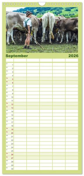 Produktbild: Familienplaner 2026 - Allg&auml;uer Sch&ouml;nheiten Allg&auml;u - Land der K&uuml;he mit 5 Spalten (Wandkalender, 21 x 45 cm) CALVENDO