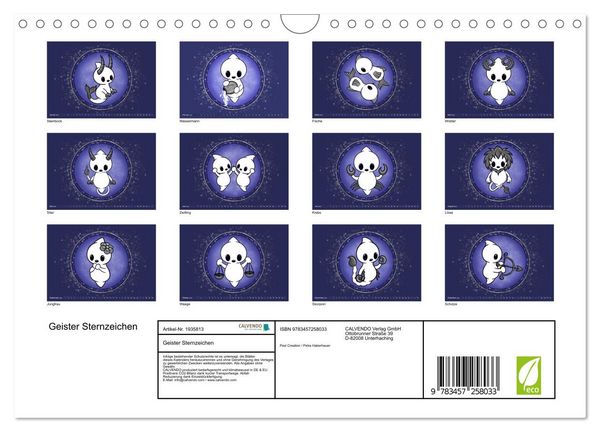 Produktbild: Geister Sternzeichen (Wandkalender 2026 DIN A4 quer), CALVENDO Monatskalender