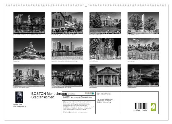 Produktbild: BOSTON Monochrome Stadtansichten (hochwertiger Premium Wandkalender 2026 DIN A2 quer), Kunstdruck in Hochglanz