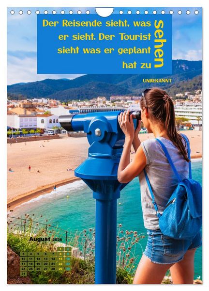 Produktbild: Verr&uuml;ckt nach REISEN Fernweh - Travel - Spr&uuml;che (Wandkalender 2026 DIN A4 hoch), CALVENDO Monatskalender