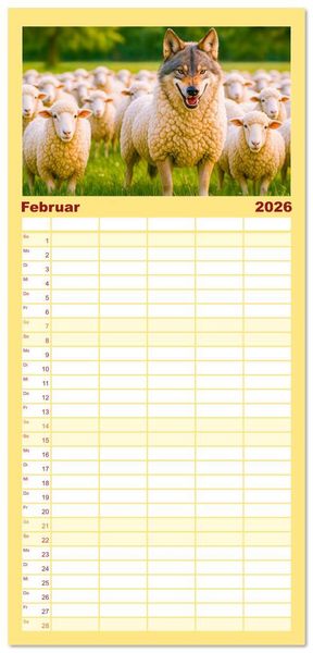 Produktbild: Familienplaner 2026 - Tierische Redewendungen - Ein Kalender voller Spr&uuml;che und Sprachbilder mit 5 Spalten (Wandkalender, 21 x 45 cm) CALVENDO