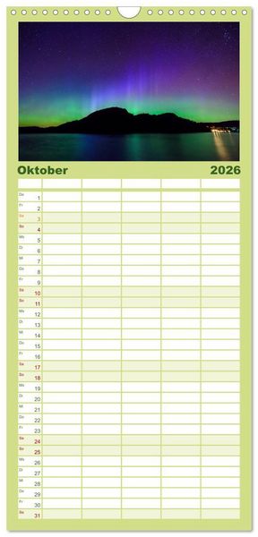 Produktbild: Familienplaner 2026 - Norwegens S&uuml;den mit 5 Spalten (Wandkalender, 21 x 45 cm) CALVENDO