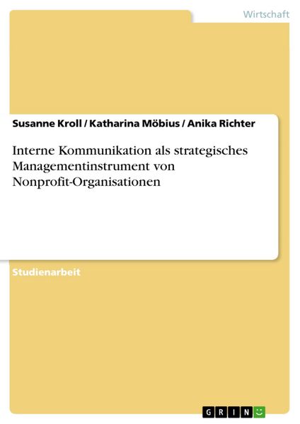Produktbild: Interne Kommunikation als strategisches Managementinstrument von Nonprofit-Organisationen