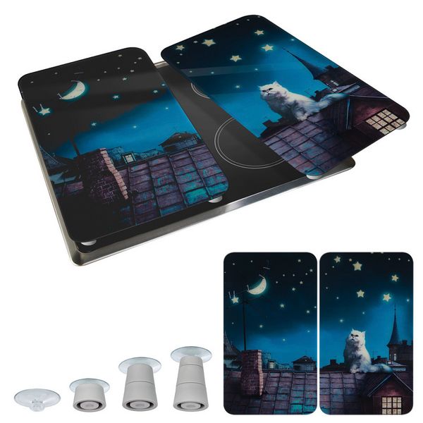 Produktbild: Herdabdeckplatte Universal Mod. Moon Cat, 2er Set, f&uuml;r alle Herdarten geeignet