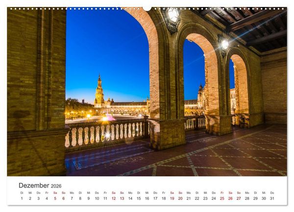 Produktbild: Sevilla - Atemberaubende Architektur (hochwertiger Premium Wandkalender 2026 DIN A2 quer), Kunstdruck in Hochglanz