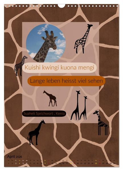 Produktbild: Kenia..mit einem Hauch Poesie - Weisheiten und Zitate (Wandkalender 2026 DIN A3 hoch), CALVENDO Monatskalender
