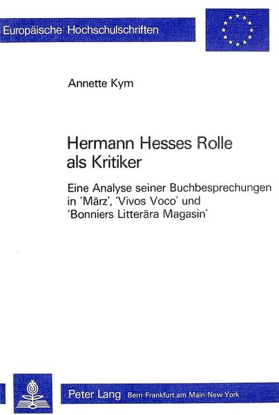 Produktbild: Hermann Hesses Rolle als Kritiker