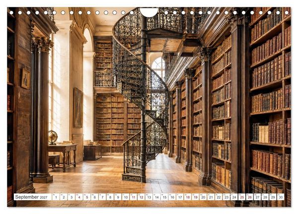 Produktbild: Zwischen Holz und Seiten - Vintage Bibliotheken (Wandkalender 2027 DIN A4 quer), CALVENDO Monatskalender