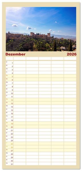 Produktbild: Familienplaner 2026 - Andaluc&iacute;a - Buenos D&iacute;as mit 5 Spalten (Wandkalender, 21 x 45 cm) CALVENDO