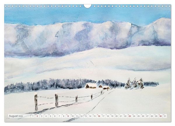 Produktbild: Winterzauberwelt - Gemalte Winterlandschaften (Wandkalender 2026 DIN A3 quer), CALVENDO Monatskalender