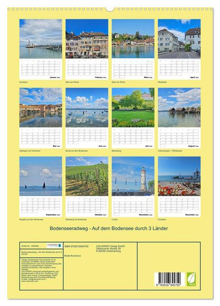 Produktbild: Bodenseeradweg - Auf dem Bodensee durch 3 L&auml;nder (hochwertiger Premium Wandkalender 2026 DIN A2 hoch), Kunstdruck in Hochglanz