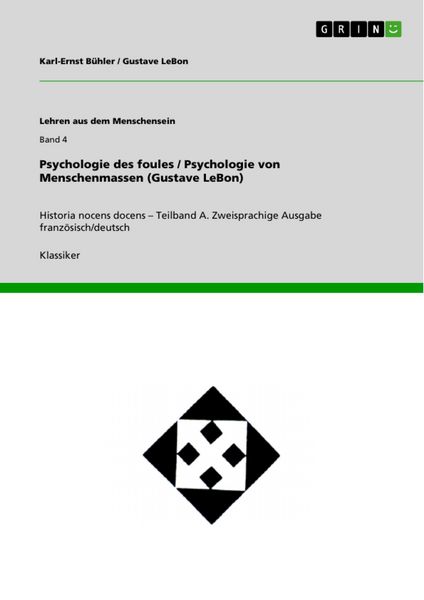 Produktbild: Psychologie des foules / Psychologie von Menschenmassen (Gustave LeBon)