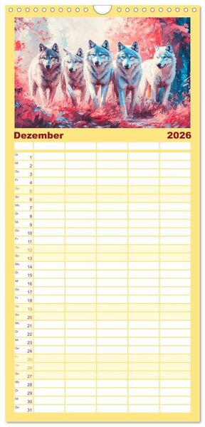 Produktbild: Familienplaner 2026 - Wilde Sch&ouml;nheiten. Ein Jahr mit majest&auml;tischen Tieren mit 5 Spalten (Wandkalender, 21 x 45 cm) CALVENDO
