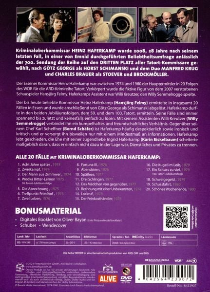 Produktbild: Tatort Essen - 50 Jahre Kommissar Haferkamp - Jubil&auml;ums-Gesamtedition (Alle 20 F&auml;lle mit Hansj&ouml;rg Felmy) [20 DVDs]