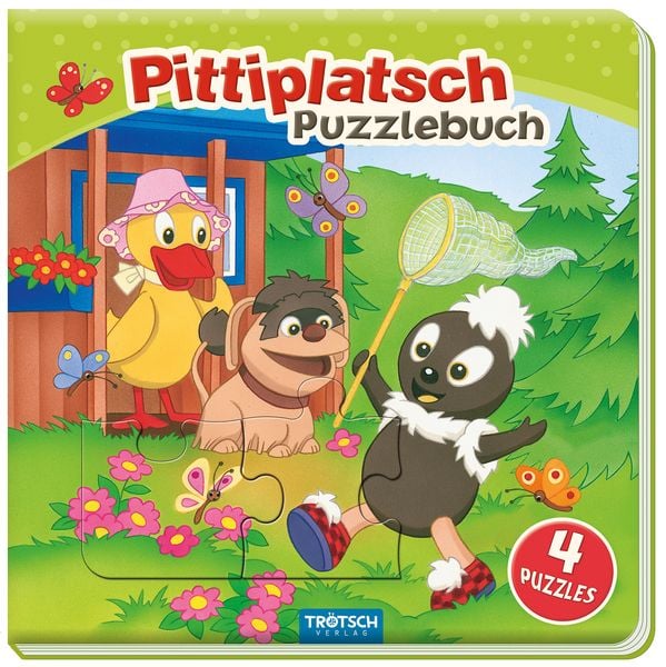 Produktbild: Tr&ouml;tsch Unser Sandm&auml;nnchen Puzzlebuch mit 4 Puzzle Pittiplatsch