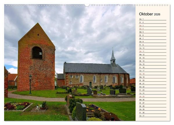 Produktbild: Kirchen in Ostfriesland (hochwertiger Premium Wandkalender 2026 DIN A2 quer), Kunstdruck in Hochglanz