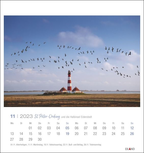 St. Peter-Ording und die Halbinsel Eiderstedt Postkartenkalender 2023. Kleiner Kalender mit Urlaubsfeeling. Postkarten-Fotokalender zum Aufstellen.