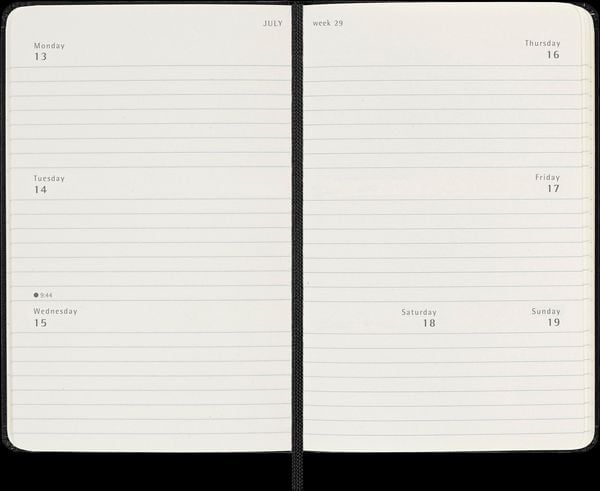 Produktbild: Moleskine 18 Monate Wochenkalender 2025/2026, P/A6, 1 Wo = 2 Seiten, Horizontal, Fester Einband, Schwarz