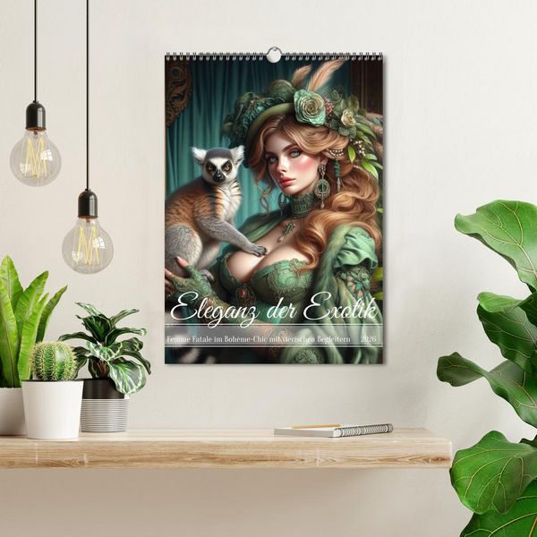 Produktbild: Eleganz der Exotik - Femme Fatale im Boh&egrave;me-Chic mit tierischen Begleitern (Wandkalender 2026 DIN A3 hoch), CALVENDO Monatskalender