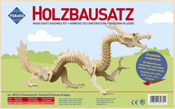 Produktbild: PEBARO 857/6 - Holzbausatz Chinesischer Drache, 148 Teile, Holzkonstruktion zum Zusammenstecken