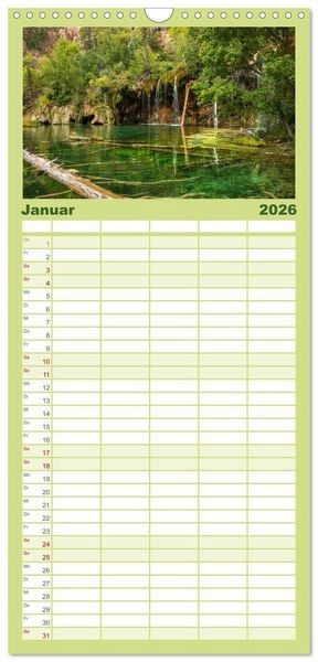 Produktbild: Familienplaner 2026 - Westw&auml;rts - &Uuml;ber die Rocky Mountains zum Pazifik mit 5 Spalten (Wandkalender, 21 x 45 cm) CALVENDO