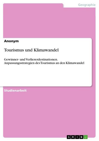 Produktbild: Tourismus und Klimawandel