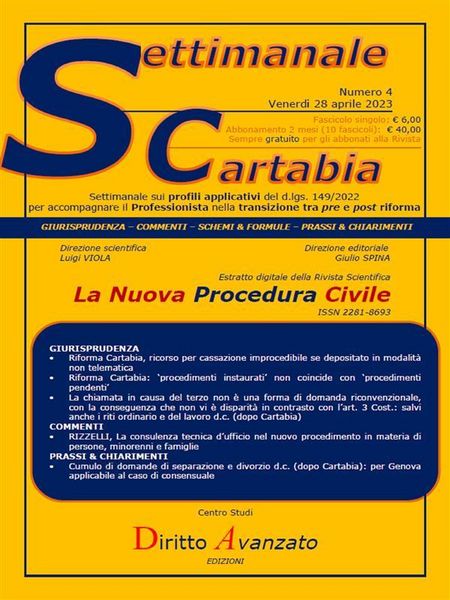 Produktbild: SETTIMANALE CARTABIA n. 4 - Venerd&igrave; 28.4.2023
