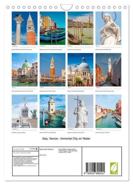 Produktbild: Italy, Venice - Immortal City on Water (Wall Calendar 2026 DIN A4 portrait), CALVENDO 12 Month Wall Calendar