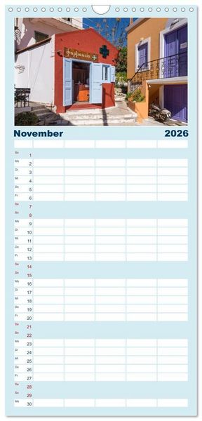 Produktbild: Familienplaner 2026 - Insel Chalki mit 5 Spalten (Wandkalender, 21 x 45 cm) CALVENDO