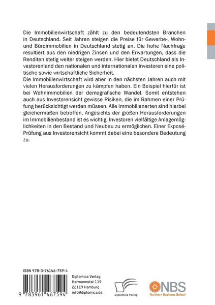 Produktbild: Expos&eacute;-Pr&uuml;fung in der Immobilienwirtschaft. Mit einem Praxisbeispiel einer Gewerbeimmobilie in Hamburg