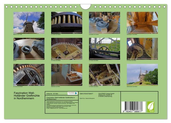 Produktbild: Faszination Wall-Holl&auml;nder Greftm&uuml;hle in Nordhemmern (Wandkalender 2026 DIN A4 quer), CALVENDO Monatskalender