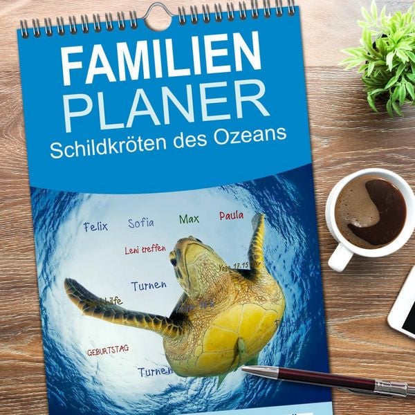 Produktbild: Familienplaner 2026 - Schildkr&ouml;ten des Ozeans mit 5 Spalten (Wandkalender, 21 x 45 cm) CALVENDO