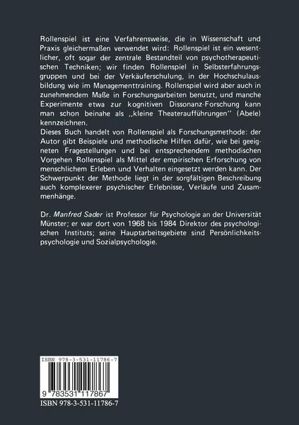Produktbild: Rollenspiel als Forschungsmethode