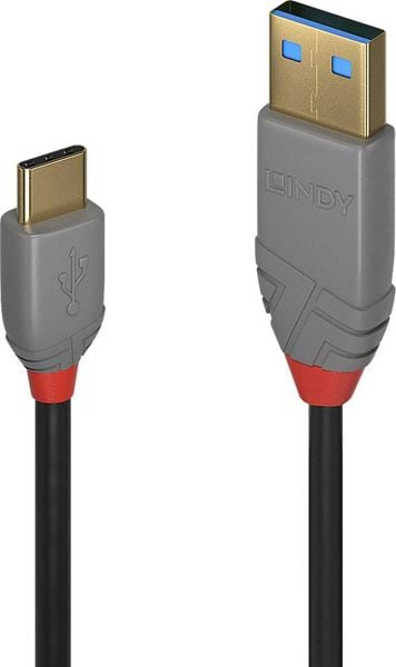 LINDY USB-Kabel USB 2.0 USB-A Stecker, USB-C® Stecker 1.00m Schwarz 36886