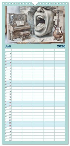 Produktbild: Familienplaner 2026 - Herzschlag in Noten mit 5 Spalten (Wandkalender, 21 x 45 cm) CALVENDO