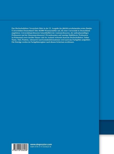 Produktbild: Hochschullehrer Verzeichnis / Universit&auml;ten Deutschland