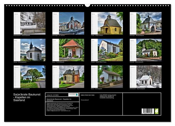 Produktbild: Sa(ar)krale Baukunst - Kapellen im Saarland (Wandkalender 2026 DIN A2 quer), CALVENDO Monatskalender