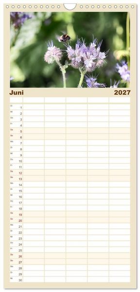 Produktbild: Familienplaner 2027 - Hummelflug mit 5 Spalten (Wandkalender, 21 x 45 cm) CALVENDO
