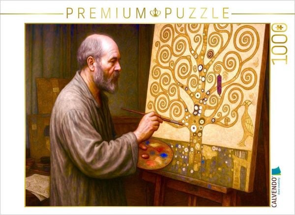 Produktbild: CALVENDO Puzzle Gustav Klimt malt den "Baum des Lebens" | 1000 Teile Lege-Gr&ouml;&szlig;e 64x48cm Foto-Puzzle f&uuml;r gl&uuml;ckliche Stunden