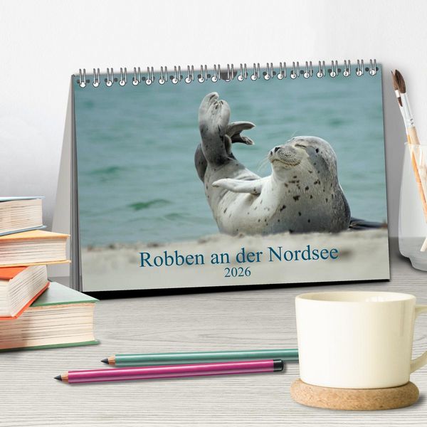 Produktbild: Robben an der Nordsee (Tischkalender 2026 DIN A5 quer), CALVENDO Monatskalender