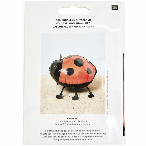 Produktbild: Folienballon Airwalker, Marienk&auml;fer, 1 ballon + 14-DIY pcs, 36 x 24 x 29 cm