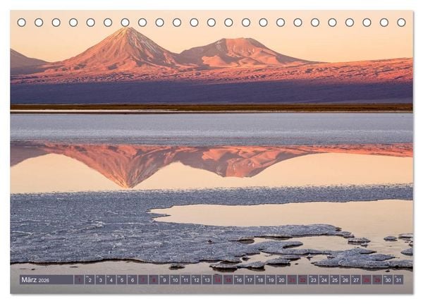 Produktbild: Atacama: Karge W&uuml;ste, m&auml;chtige Vulkane und farbenpr&auml;chtige Lagunen (Tischkalender 2026 DIN A5 quer), CALVENDO Monatskalender
