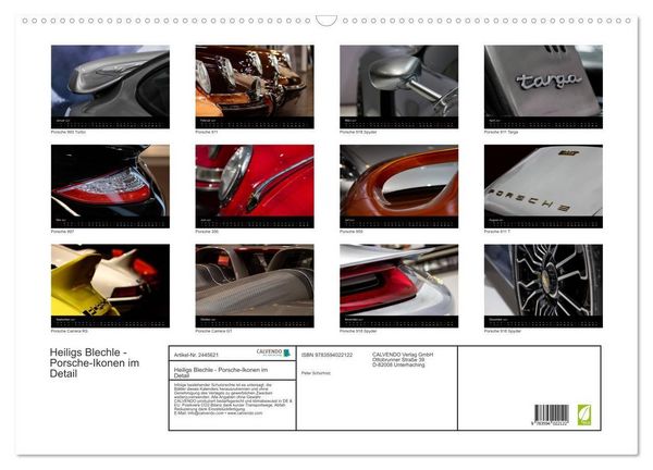 Produktbild: Heiligs Blechle - Porsche-Ikonen im Detail (Wandkalender 2027 DIN A2 quer), CALVENDO Monatskalender