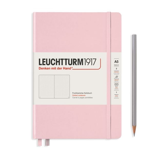 Produktbild: LEUCHTTURM1917 Notizbuch Medium (A5), Hardcover, 251 nummerierte Seiten, Puder, Dotted