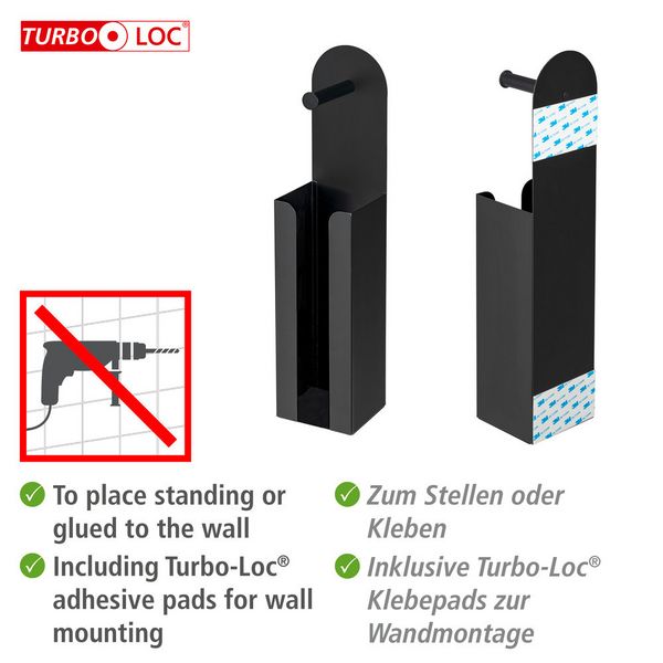 Produktbild: 2-in-1 Toilettenpapierhalter Mod. Agira Schwarz, mit Ersatzrollenhalter