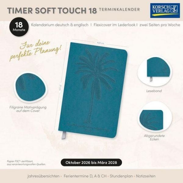 Produktbild: Timer Soft Touch 18 Monate petrol 2027/2028
